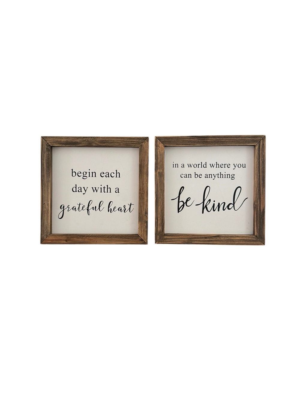 Rustic Farmhouse Wall Art Set Be Kind Grateful Heart Wood Signs - Picture 3 of 8
